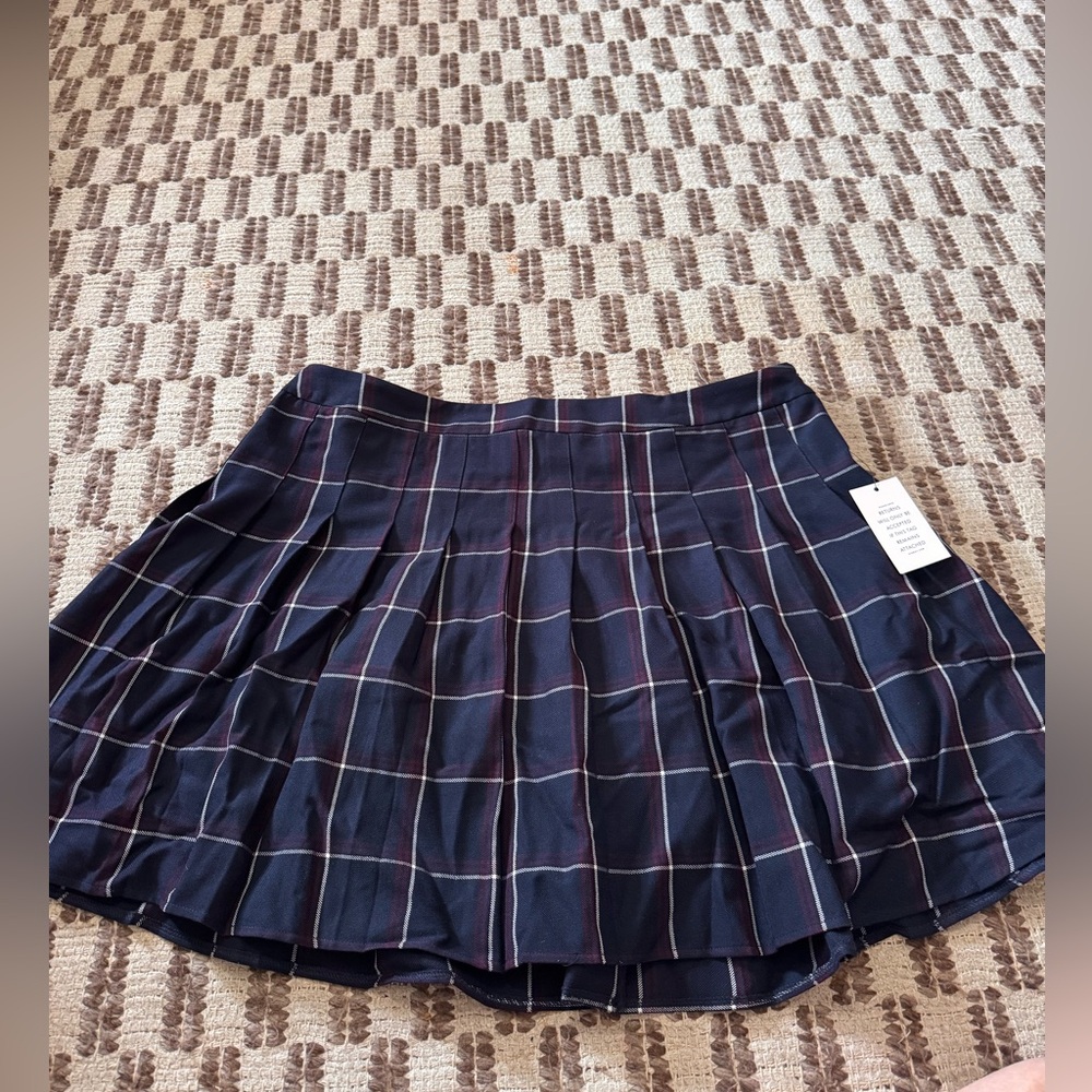 Eloquii Navy Plaid Skater Skirt